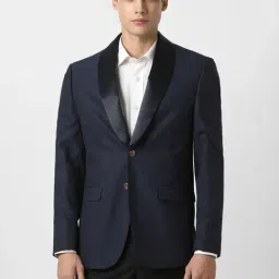 Van Heusen Navy Slim Fit Printed Blazer-image-29