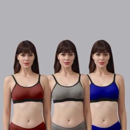 AROUSY Blue & Maroon Cotton Bra Panty Set - Pack Of 3-image-38