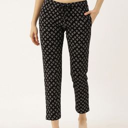3PIN Women Black & White Printed Lounge Pants-image-3