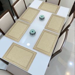 HOKIPO Set Of 6 Textured & Colourblocked Washable Table Placemats-11