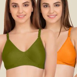 Tweens Olive & Orange Non Padded Bra (Pack Of 2)-image-55