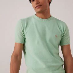 ANDAMEN Light Green Regular Fit Crew T-Shirt-image-44