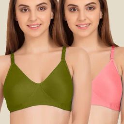 Tweens Olive & Peach Non Padded Bra (Pack Of 2)-image-35