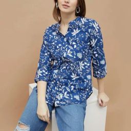 Colour Me by Melange Blue Printed Shirt-picture-19