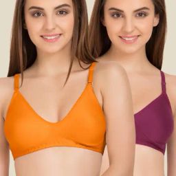 Tweens Orange & Wine Non Padded Bra (Pack Of 2)-image-92