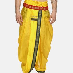 Sethukrishna Men Yellow Solid Readymade Dhoti Pants-image-59