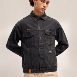 The Bear House Black Regular Fit Denim Jacket-18