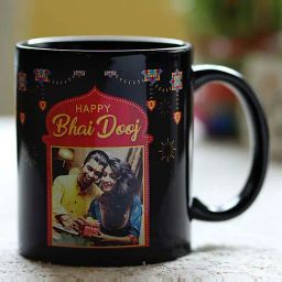 FNP Black Ceramic Bhai Dooj Greetings Personalised Mug (325ml)-image-48