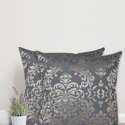 Home Navy Blue & Gold-Toned Set of 2 Ethnic Motifs Cotton Square Cushion Covers-image-44