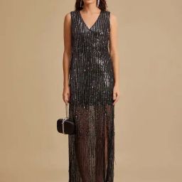 Kazo Black Embellished Maxi Dress-image-43