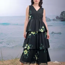 Purvaja Black Regular Fit Floral Print Dress-picture-47