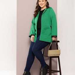 Qurvii+ Plus Size Front-Open Longline Fleece Trench Coat image 5