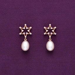 Kai Jewel Sterling Silver Studded Star Pear Drop Rose Gold Earrings for Women-image-7