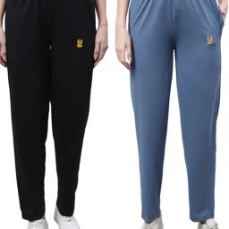 Vimal Jonney Grey & Blue Cotton Track Pants - Pack Of 2-image-45
