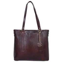 Teakwood Leathers Brown Textured Medium Shoulder Handbag-38