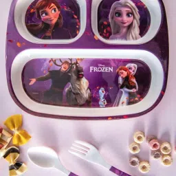 Servewell Frozen Purple Melamine Rectangle Kids 3Pcs Dinner Set-picture-13