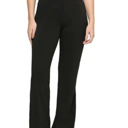Smarty Pants Dark Green Polyester Flared Fit High Rise Trousers-picture-4