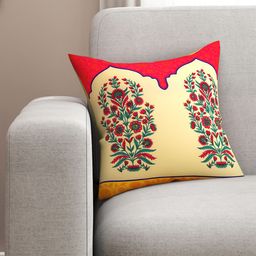 SEJ by Nisha Gupta Red Single Floral Square Cushion Covers-20