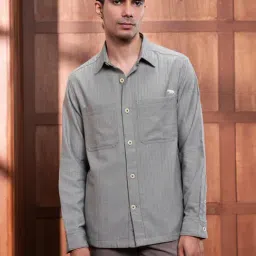 Andamen Green Cotton Solid Regular Fit Overshirt-picture-42