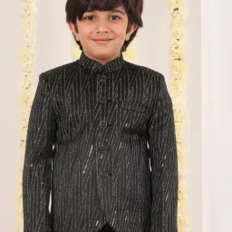 VASTRAMAY Boys Black Sequence Full Sleeves Indowestern-image-15
