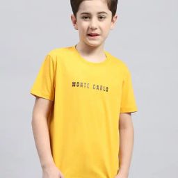 Monte Carlo Boys Mustard Printed T-Shirt-37