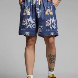 Jack & Jones Blue Cotton Regular fit Print Shorts-image-27
