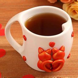 FNP White & Red Ceramic Cute Kitties Valentine Heart Mug (325ml)-image-48