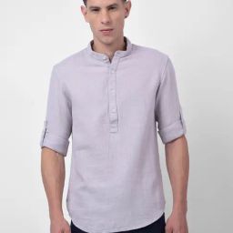 Numero Uno Purple Slim Fit Solid Shirt-picture-3