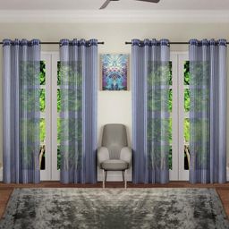 BELLA TRUE 153 cm (5 ft) Polyester Transparent Window Curtain (Pack Of 4) (Self Design, Blue)-image-18