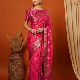 WINKLECART Woven Design Zari Pure Silk Banarasi Saree-image-72