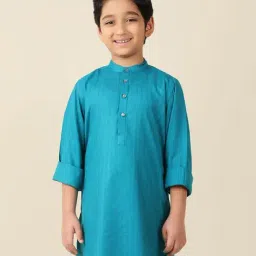 Fabindia Kids Teal Striped Full Sleeves Kurta-picture-40