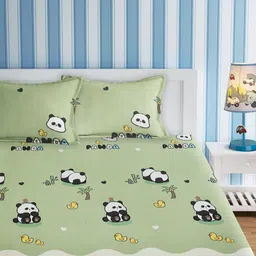 URBAN DREAM Green & White Graphic 210 TC Queen Bedsheet with 2 Pillow Covers-image-67