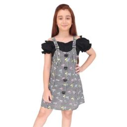 Cutecumber Girls Black Cotton Regular Fit Embellished Dress-image-47