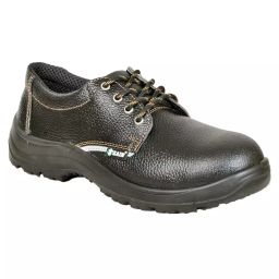 Zain Safety Economical Steel Toe Safety Shoes PU Single Density Low Ankle Black Buff Barton Genuine Leather Size UK5, ZM-22-image-18