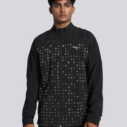 Puma One8 Black Slim Fit Printed Sports Jacket-image-23