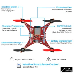 LiteWing - ESP32 based Programmable Drone with Battery for Makers, Developers and Educators (Ready to Fly) image 4
