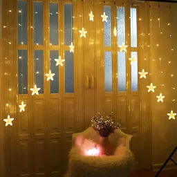 16 Star V Shaped Gateway Curtain String Lights with 8 Flashing Modes For Christmas/ Home Decoration image 1