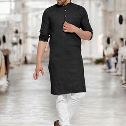 ANUJ FASHION Men Black Cotton Blend Kurta-picture-20
