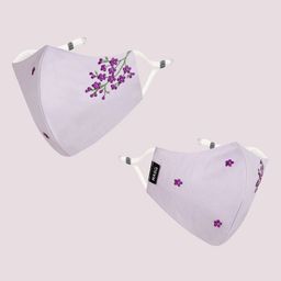 MASQ Women 3Pc Floral Embroidered Pure Cotton 4Ply Outdoor Anti-Bacterial Reusable Masks-11