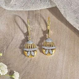 P.N.Gadgil Jewellers 14KT Yellow Gold and Diamond Drop Earring for Women-image-73