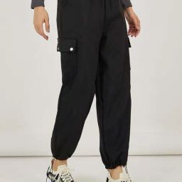 Styli Black Plain Joggers-picture-17