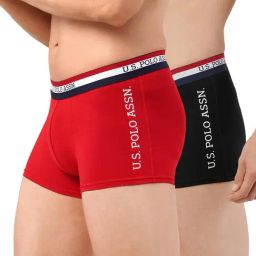 U.S. Polo Assn. Black & Red Cotton Regular Fit Trunks - Pack Of 2-picture-11