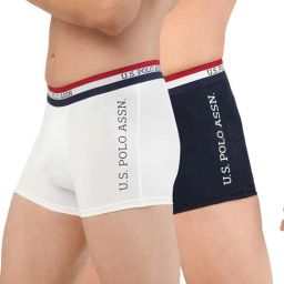 U.S. Polo Assn. Navy & White Cotton Regular Fit Trunks - Pack Of 2-picture-43