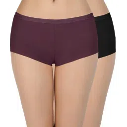 Amante Purple & Black Boy Shorts Panties - Pack Of 2-image-96
