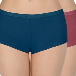 Amante Blue & Maroon Boy Shorts Panties - Pack Of 2-image-32