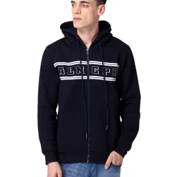 Allen cooper Navy Regular Fit Printed Hooded Sweatshirt-11