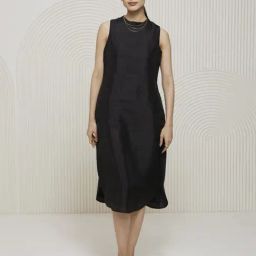 Artagai Jet Set Elevated Basics Band Collar Sleeveless Dress With Curved Hemline-image-95