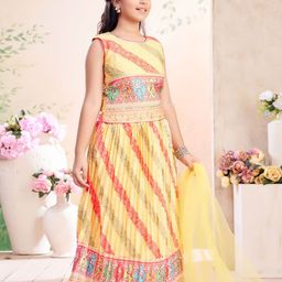 BAESD Girls Floral Printed Silk Ready to Wear Lehenga & Blouse With Dupatta-picture-35