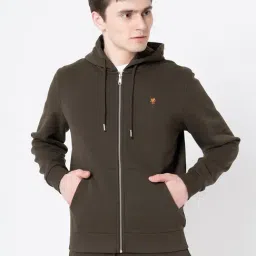 Red Tape Olive Regular Fit Solid Hoodie-image-20