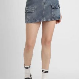 Forever 21 Grey Cotton Mini Skirt-image-33